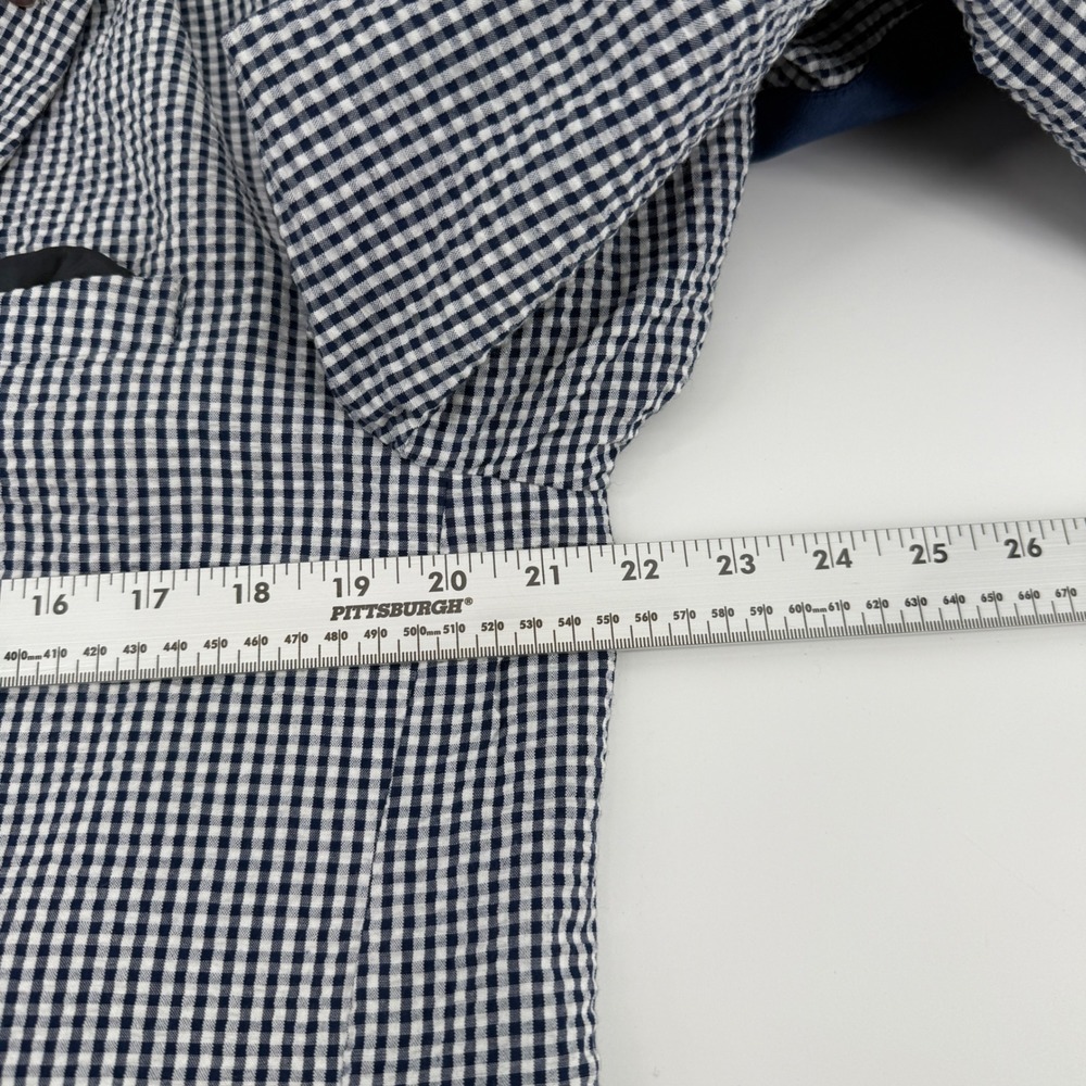 Piazza Italia Man Seersucker Gingham Slim Fit Blazer Blue White Size 50 - Picture 6 of 8